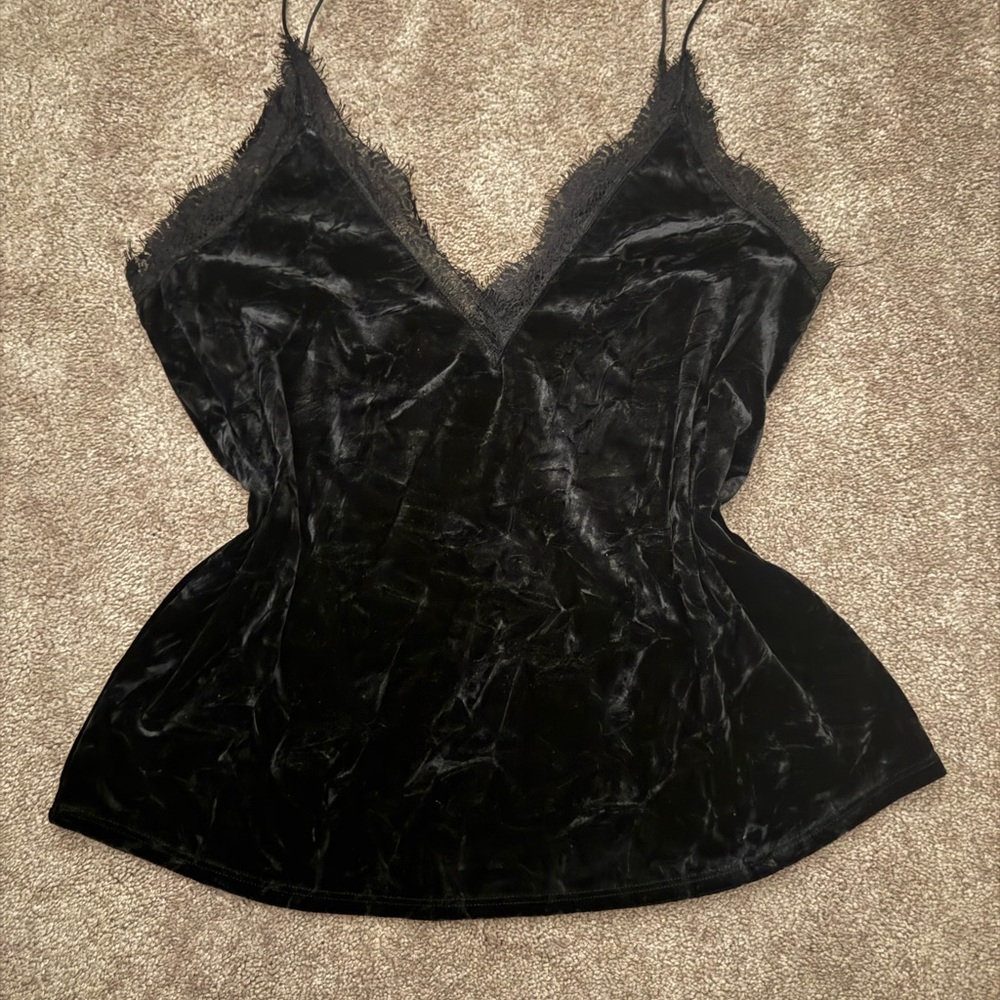 Zara Black Lace-Trim Slip Top